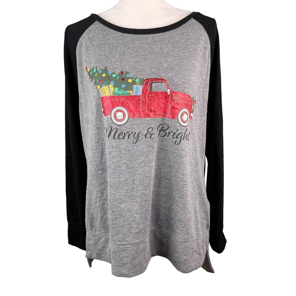 Modern Canvas Sweatshirt XL Heather Gray Pickup Christmas Tree New